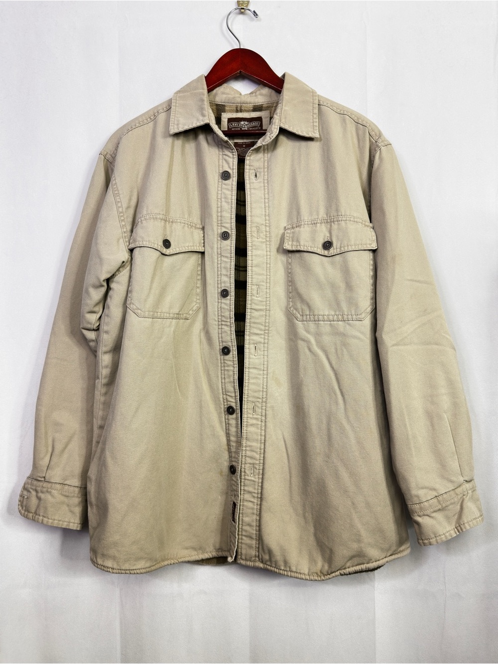Levi’s Quilted Shacket Mens Sherpa Lined Button Up Collared Medium Beige Outdoor